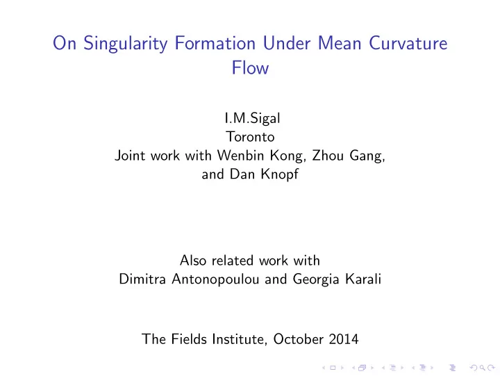 on singularity formation under mean curvature flow