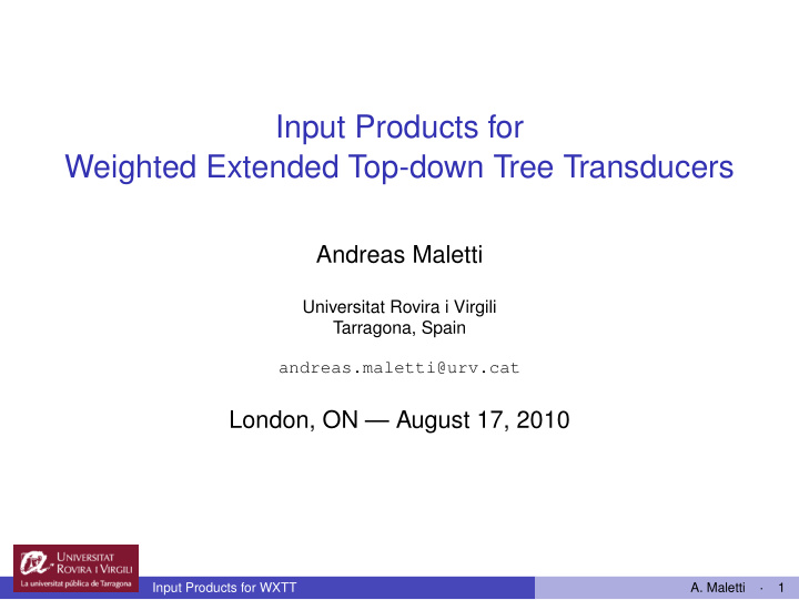 input products for weighted extended top down tree