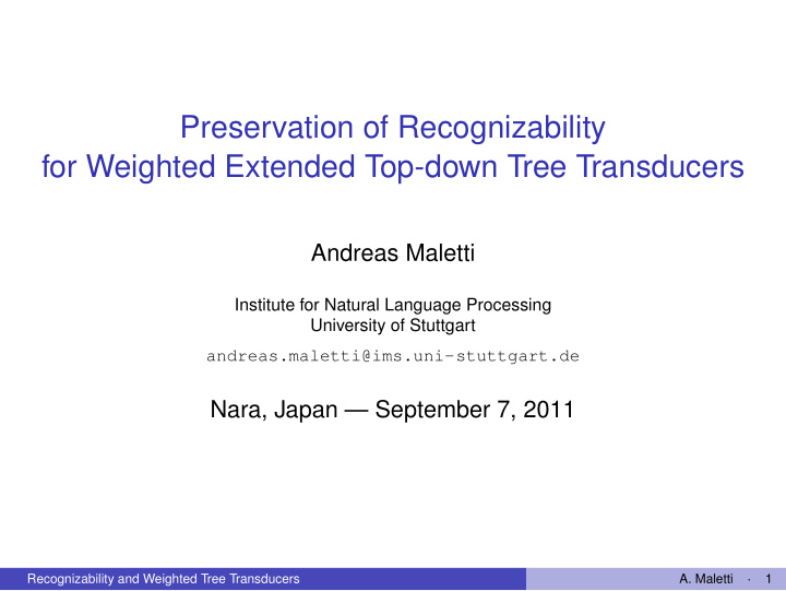 preservation of recognizability for weighted extended top