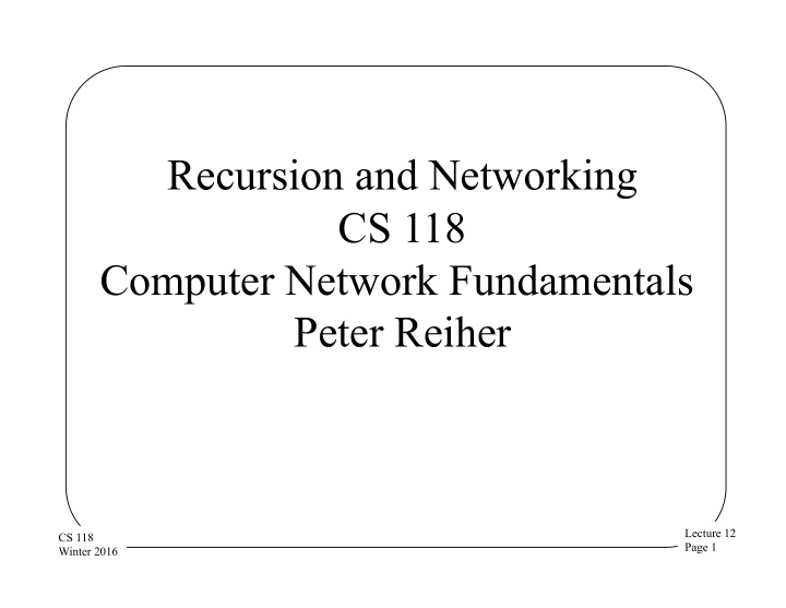 recursion and networking cs 118 computer network