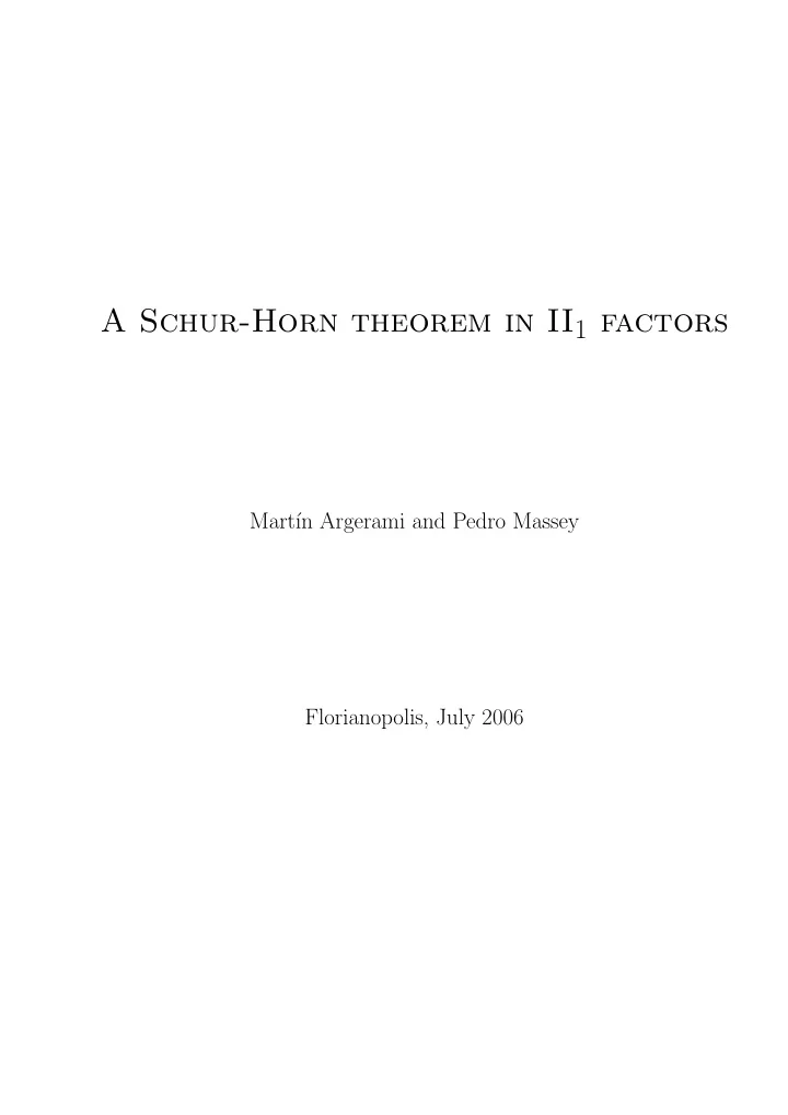 a schur horn theorem in ii 1 factors