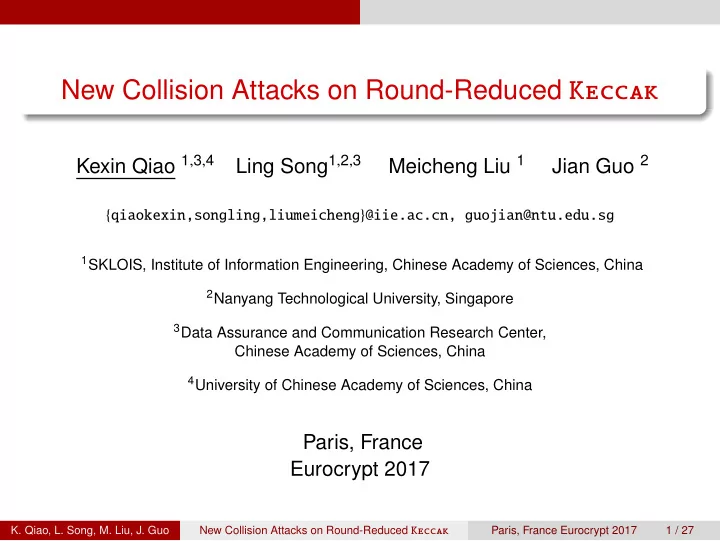 new collision attacks on round reduced keccak