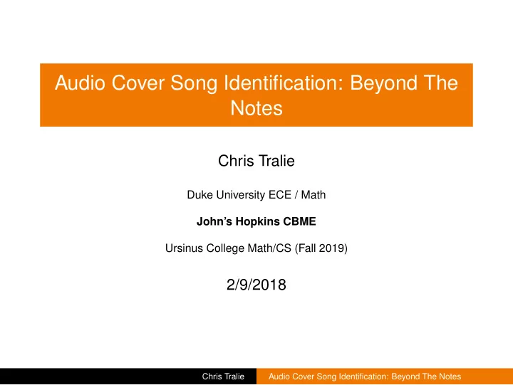 audio cover song identification beyond the notes