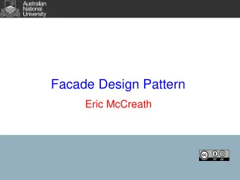 Facade Design Pattern  Eric McCreath  Overview  In this lecture we will:  define the facade design