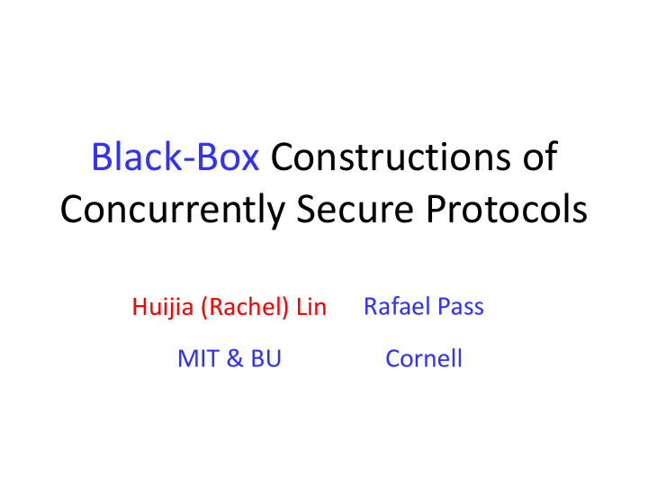 concurrently secure protocols