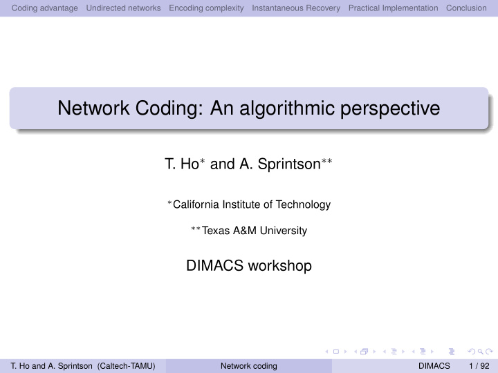 network coding an algorithmic perspective