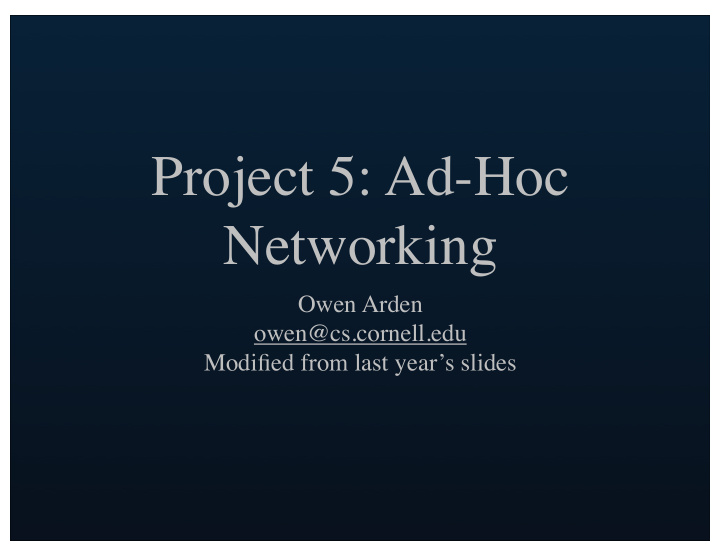 project 5 ad hoc networking