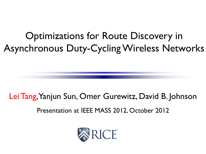asynchronous duty cycling wireless networks