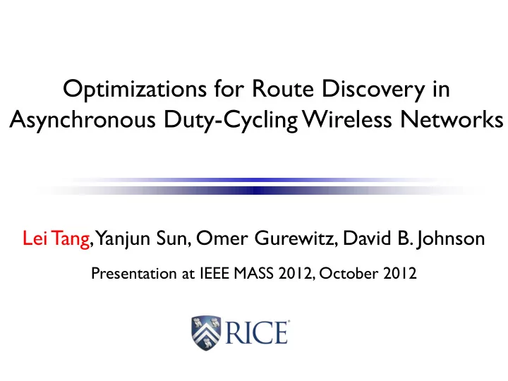 asynchronous duty cycling wireless networks