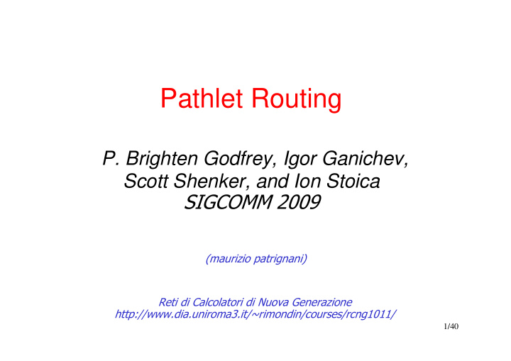 pathlet routing