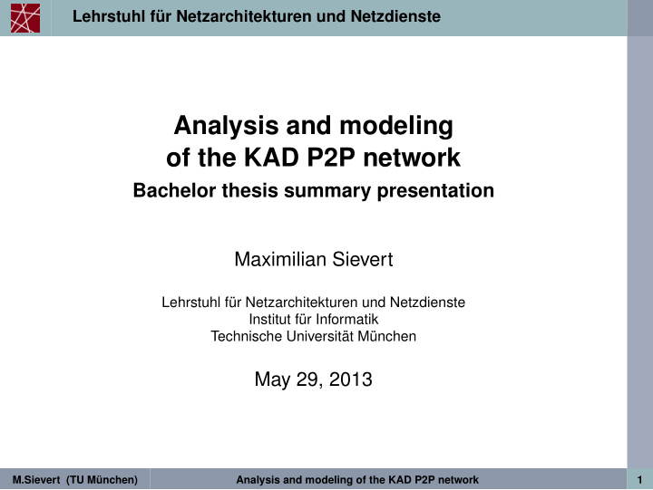 analysis and modeling of the kad p2p network