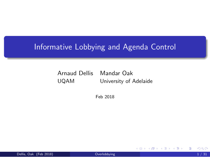 informative lobbying and agenda control