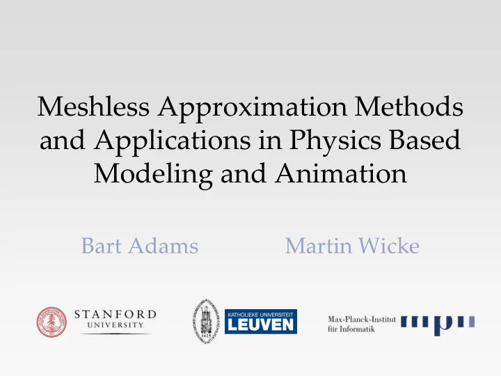 meshless approximation methods and applications in