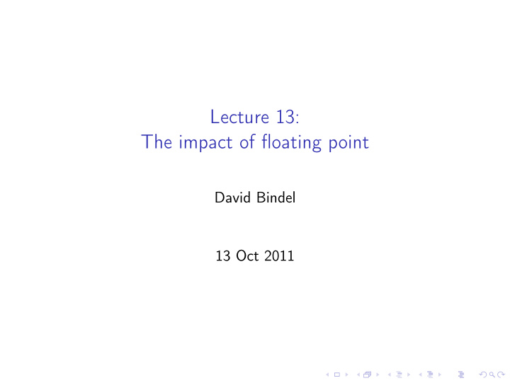 lecture 13 the impact of floating point