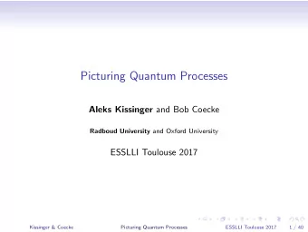 Picturing Quantum Processes Aleks Kissinger and Bob Coecke Radboud University and Oxford University