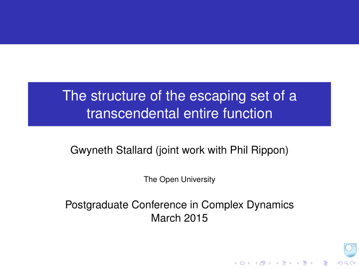 the structure of the escaping set of a transcendental