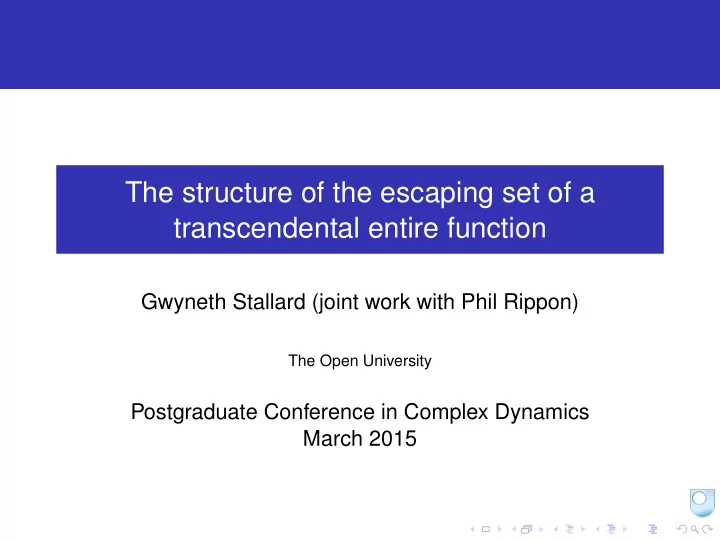 the structure of the escaping set of a transcendental