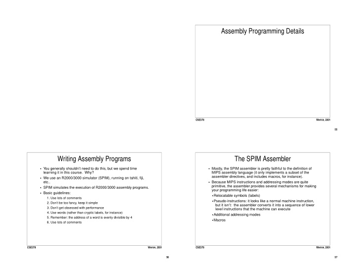 assembly programming details