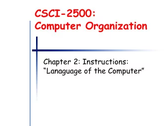 CSCI-2500:  Computer Organization  Chapter 2: Instructions:  Lanaguage of the Computer