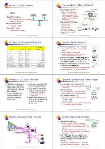 Topics  Old bus standards disappear    (ISA), or are slowly fading  away (USB 1, parallel