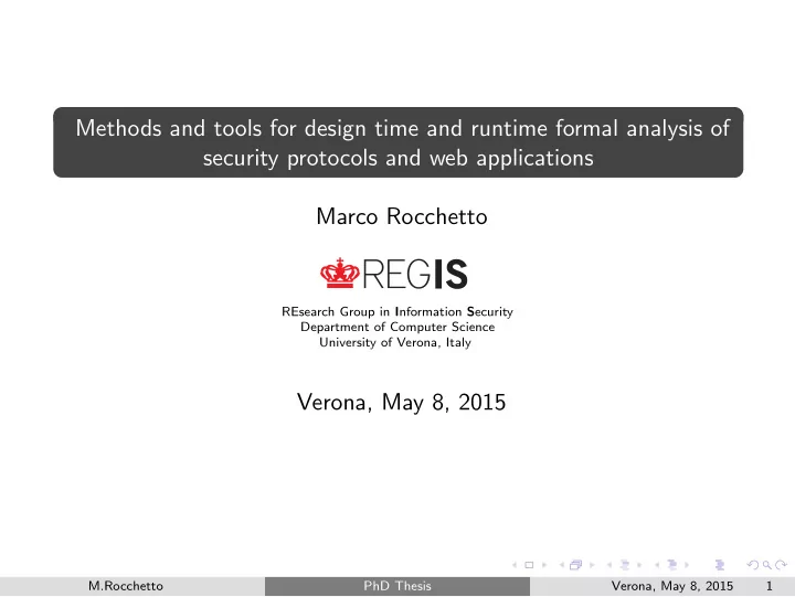 methods and tools for design time and runtime formal