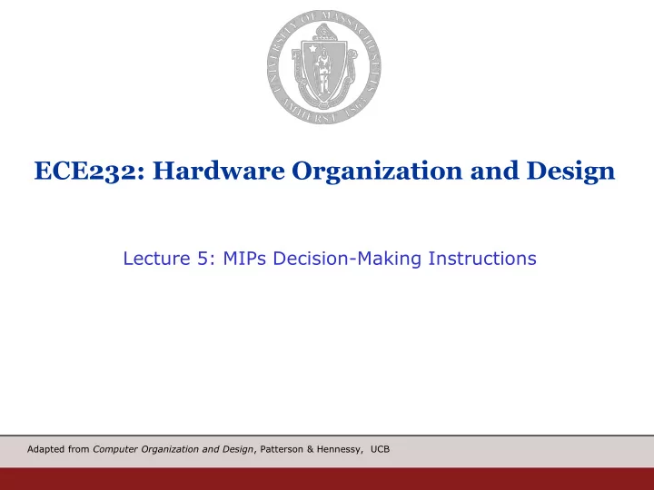 ece232 hardware organization and design