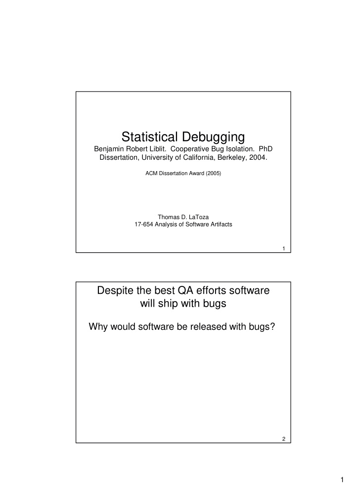 statistical debugging