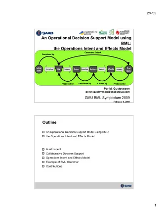 BML:  the Operations Intent and Effects Model  Command Intent  Perceived by  Initial  End  DM