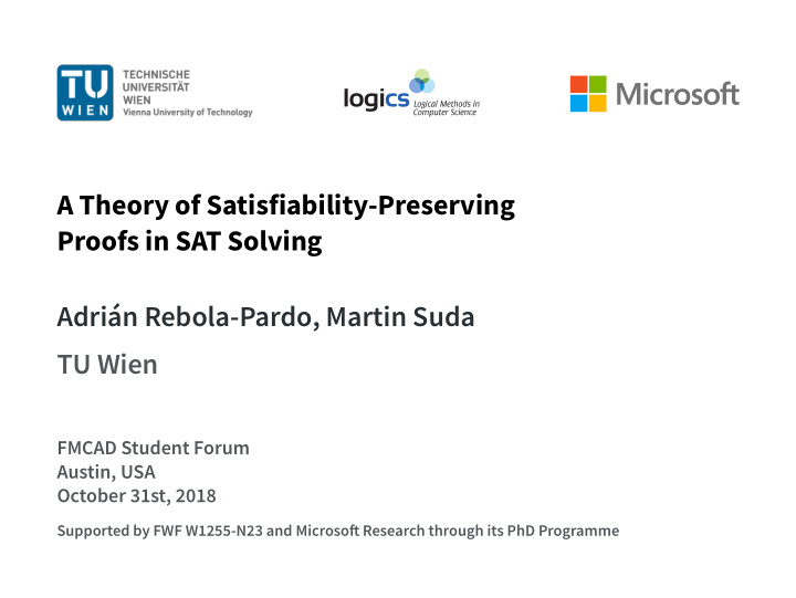 a theory of satisfiability preserving proofs in sat