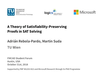 A Theory of Satisfiability-Preserving  Proofs in SAT Solving  Adrin Rebola-Pardo, Martin Suda  TU