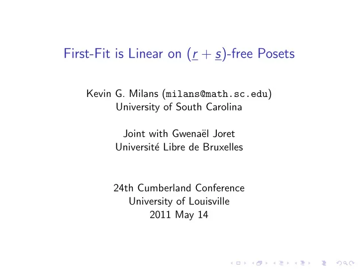 first fit is linear on r s free posets