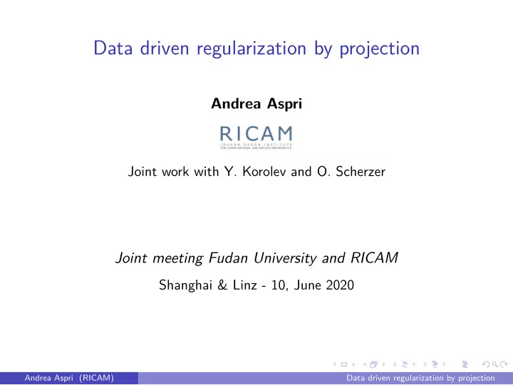 data driven regularization by projection