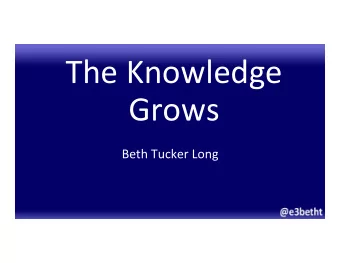 The Knowledge  Grows  Beth Tucker Long  Who am I?  Beth Tucker Long  PHP Developer