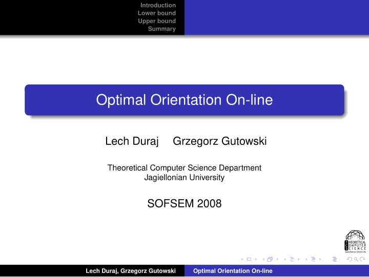 optimal orientation on line
