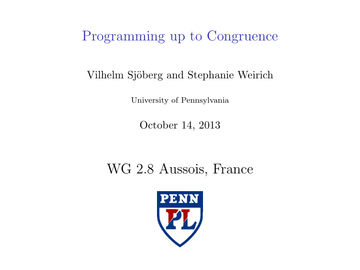 programming up to congruence