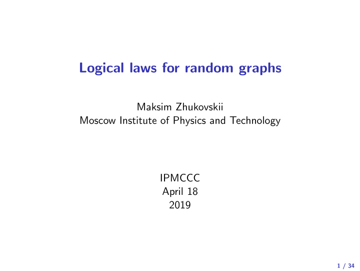 logical laws for random graphs