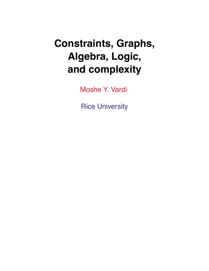 constraints graphs algebra logic and complexity