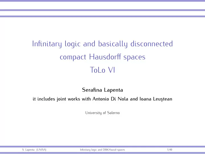 infinitary logic and basically disconnected compact