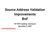 source address validation improvements bof