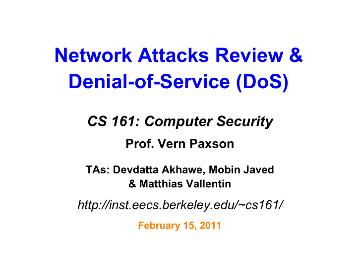 network attacks review denial of service dos