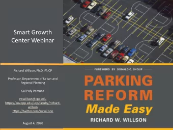 Smart Growth  Center Webinar  Richard Willson, Ph.D. FAICP  Professor, Department of Urban and