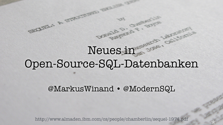 neues in open source sql datenbanken