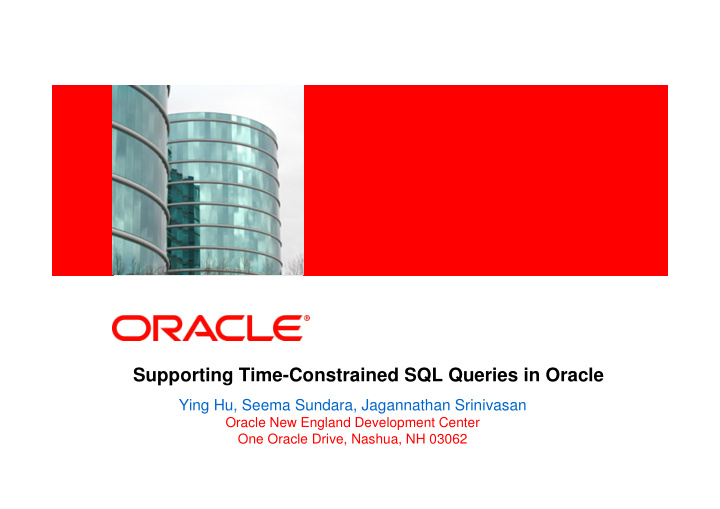 supporting time constrained sql queries in oracle