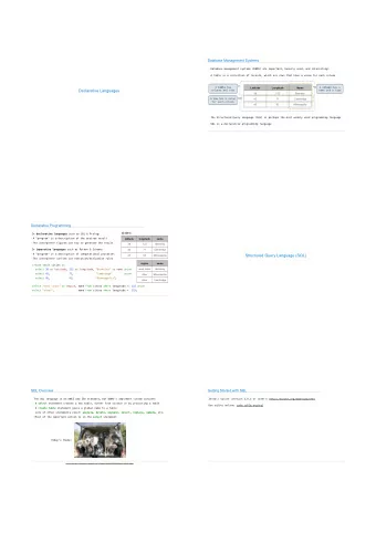 Declarative Languages  columns and rows  name and a type  38  122  Berkeley A row has a value  42