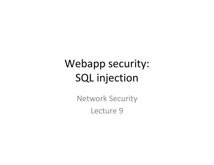 webapp security sql injection