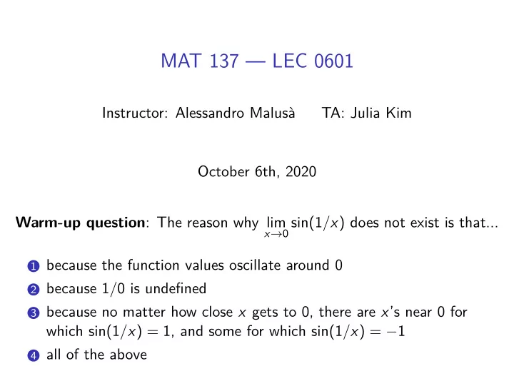 mat 137 lec 0601