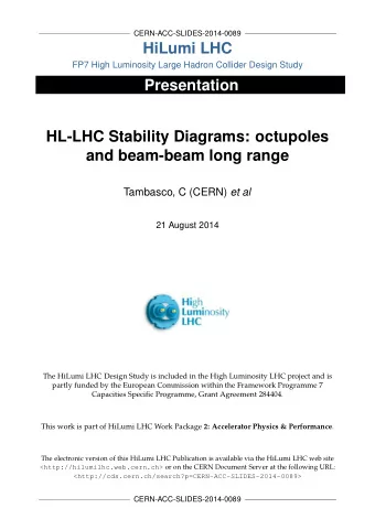 HiLumi LHC  FP7 High Luminosity Large Hadron Collider Design Study  Presentation  HL-LHC Stability