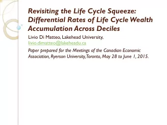 Revisiting the Life Cycle Squeeze:  Differential Rates of Life Cycle Wealth Accumulation Across