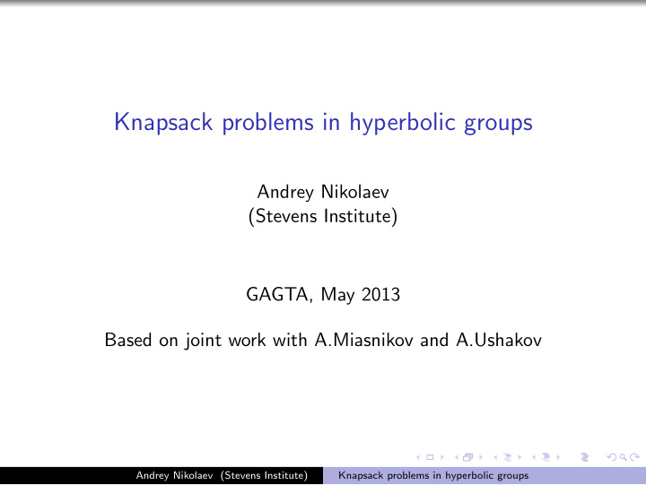 knapsack problems in hyperbolic groups