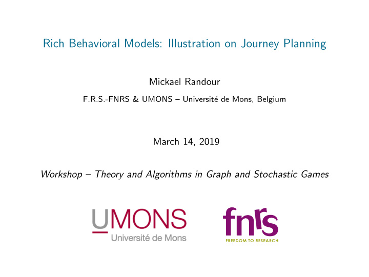 rich behavioral models illustration on journey planning